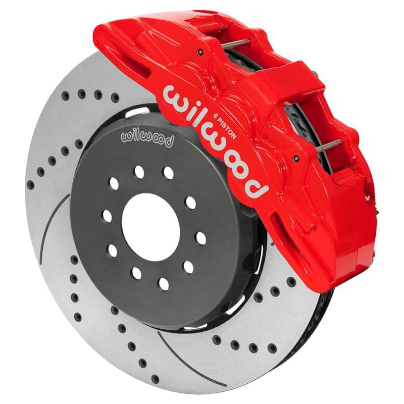 Kies-Motorsports Wilwood Wilwood Ford Mustang II Ford SX6R Front Brake Kit w/ 15.00in Drilled & Slotted Rotor - Red