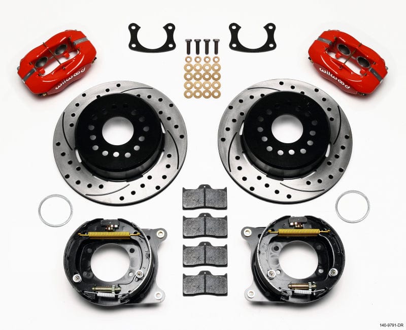 Kies-Motorsports Wilwood Wilwood Forged Dynalite P/S Park Brake Kit Drill Red New Big Ford 2.50in Offset Front Caliper Mount