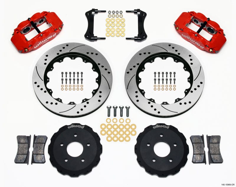 Kies-Motorsports Wilwood Wilwood Narrow Superlite 6R Front Hat Kit 14.00in Drill Red Backdraft Cobra (BMW E36 Based)