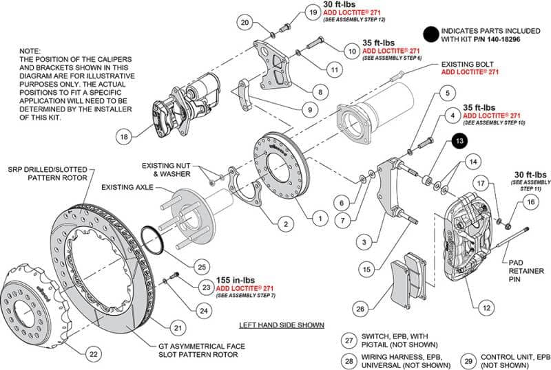 Kies-Motorsports Wilwood Wilwood New Big Ford XRS4R Rear EPB Big Brake Kit - 12.88in Slotted Rotor - 2.50in Offset - Red