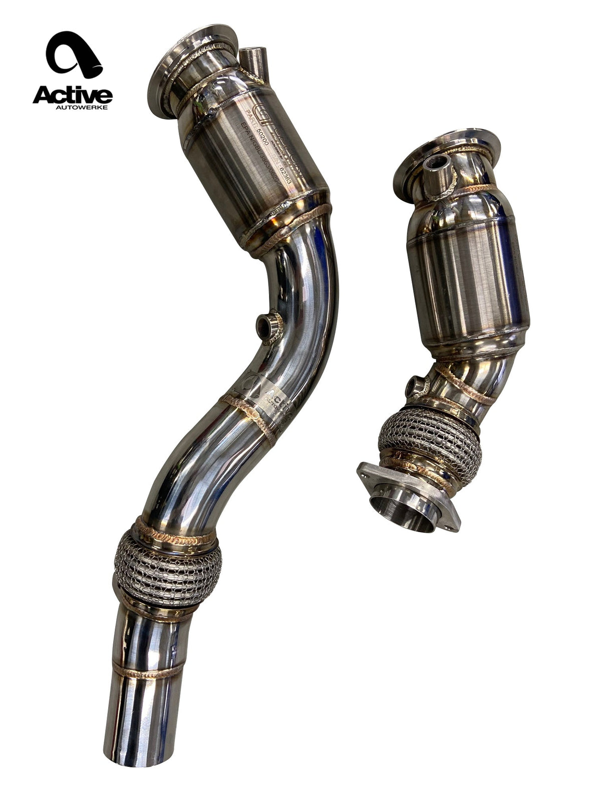 F8x BMW S55 M2C / M3 / M4 Downpipes w Active AFlow Cats Main image