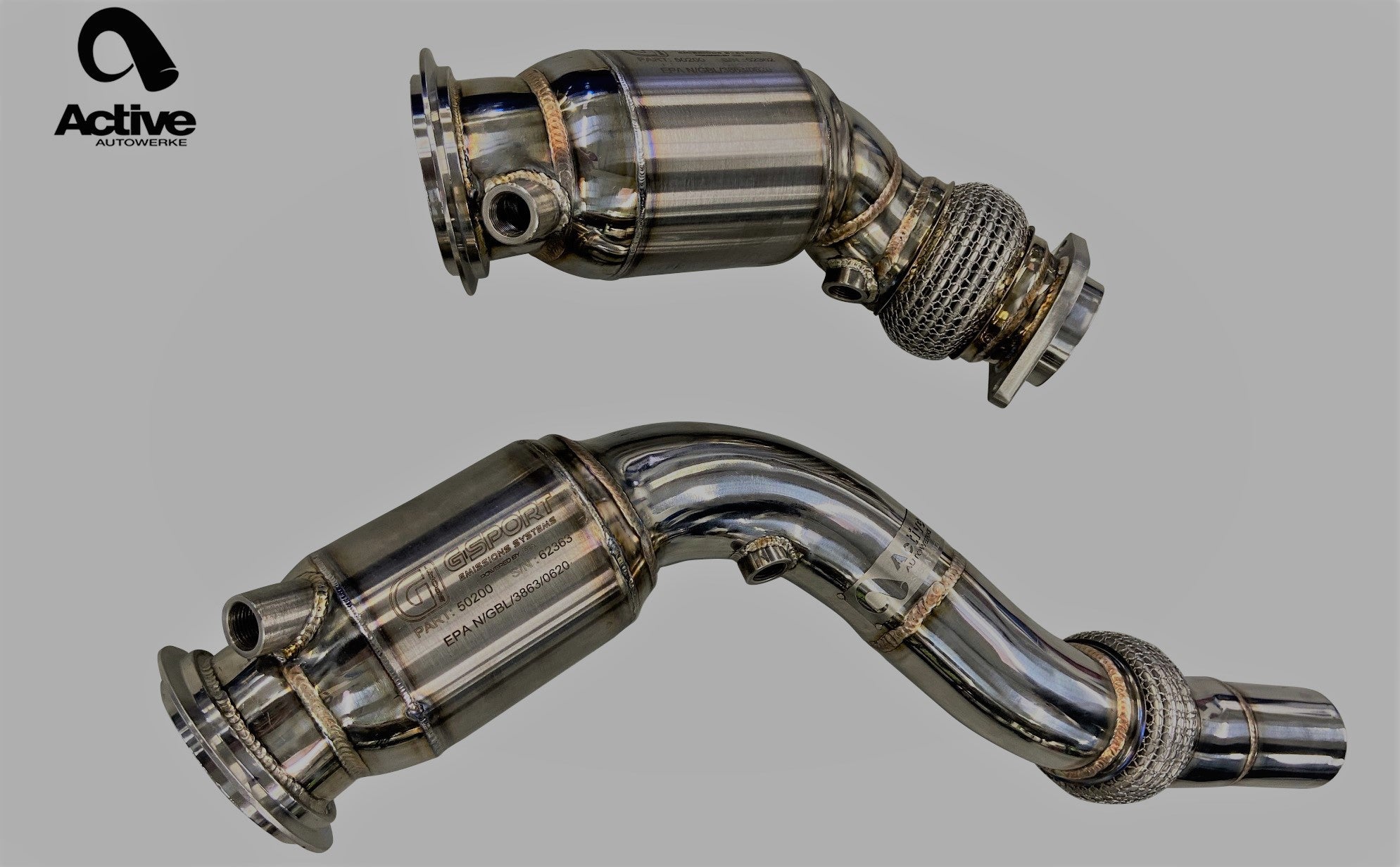F8x BMW S55 M2C / M3 / M4 Downpipes w Active AFlow Cats Secondary image